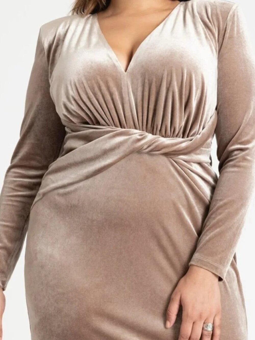 Stunning Champagne Velvet ELOQUII Maxi Dress